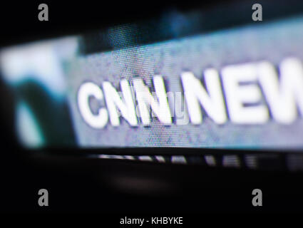 Chisinau, Moldawien - 17. Juni 2017. Foto des CNN-Logos auf einem fernsehbildschirm. Das Kabel-News-Netzwerk (CNN) ist ein einfaches amerikanisches Kabel- und Satellitenfernsehen Stockfoto