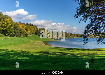 Herbst am Hennesee im Naturpark Sauerland - rothaargebirge bei Meschede, Hochsauerlandkreis, Nordrhein-Westfalen, Deutschland | Hennesee im Herbst, Stockfoto