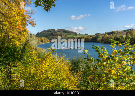 Herbst am Hennesee im Naturpark Sauerland - rothaargebirge bei Meschede, Hochsauerlandkreis, Nordrhein-Westfalen, Deutschland | Hennesee im Herbst, Stockfoto