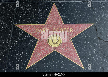 HOLLYWOOD, CA - DEZEMBER 06: Gary Cooper Star auf dem Hollywood Walk of Fame in Hollywood, Kalifornien am 6. Dezember 2016. Stockfoto