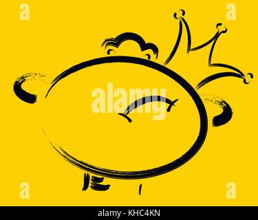 Emoticon ist stolz darauf, mit einer Krone auf seiner Seite.eps 10 Vector Illustration Stock Vektor