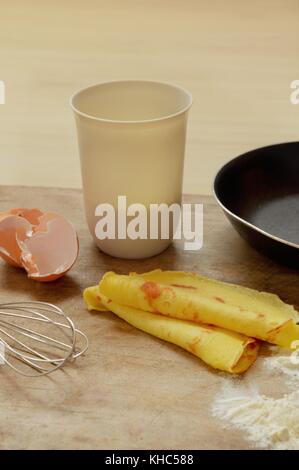 Die Pfannkuchen zum Frühstück Stockfoto