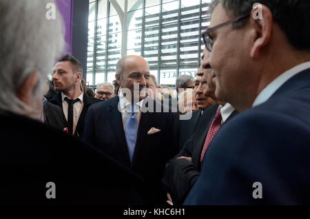 Laurent Fabius auf Biennal International Taste Event, Lyon, Frankreich Stockfoto