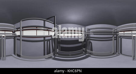 Zimmer mit Rohren, HDRI Umgebung Karte. 3D-Darstellung Stockfoto
