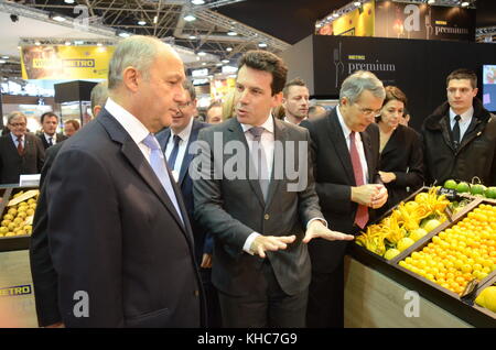 Laurent Fabius auf Biennal International Taste Event, Lyon, Frankreich Stockfoto