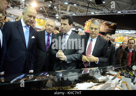 Laurent Fabius auf Biennal International Taste Event, Lyon, Frankreich Stockfoto