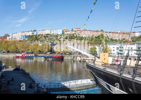 Blick Richtung Clifton Wood von der Brunel SS Great Britain, Great Western Dockyard, Spike Island, Bristol, England, Vereinigtes Königreich Stockfoto