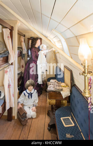 Familie Kabine auf Deck Promenade Limousine der Brunel SS Great Britain, Great Western Dockyard, Spike Island, Bristol, England, Vereinigtes Königreich Stockfoto