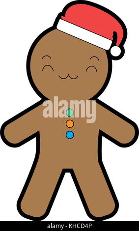 Lebkuchen kawaii Charakter Vector Illustration Design Stock Vektor