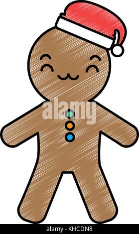 Lebkuchen kawaii Charakter Vector Illustration Design Stock Vektor