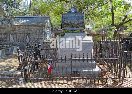 Beaufort, South Carolina - 16. April 2017: Das Grab von Richard heron Anderson, Lieutenant General der Konföderierten Staaten von Amerika, in der kirchliche Stockfoto