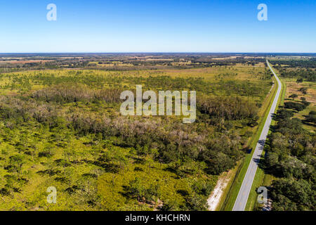 Florida, Kenansville, Lake Marian Highlands, Three Lakes Wildlife Management Area, State Road 523 Highway, Luftaufnahme von oben, USA USA USA USA Amerika Stockfoto