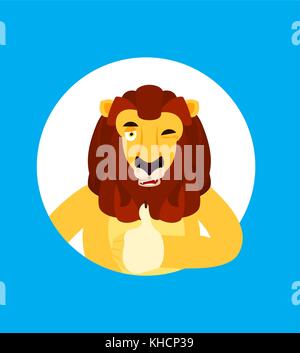 Lion Daumen nach oben und winks Emoji. wildes Tier glücklich Emoji. Vector Illustration Stock Vektor