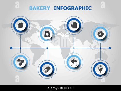 Infografik Design mit Bäckerei Icons, Vektor Stock Vektor