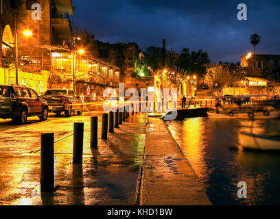 Byblos Harbour bei Sonnenuntergang., jbeil Byblos, Libanon. Stockfoto