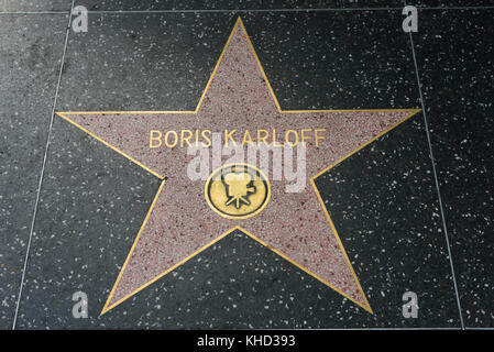 HOLLYWOOD, CA - DEZEMBER 06: Boris Karloff Star auf dem Hollywood Walk of Fame in Hollywood, Kalifornien am 6. Dezember 2016. Stockfoto