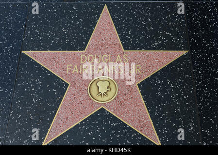 HOLLYWOOD, CA - DEZEMBER 06: Douglas Fairbanks Star auf dem Hollywood Walk of Fame in Hollywood, Kalifornien am 6. Dezember 2016. Stockfoto