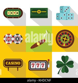 Casino Symbole, flacher Stil Stock Vektor