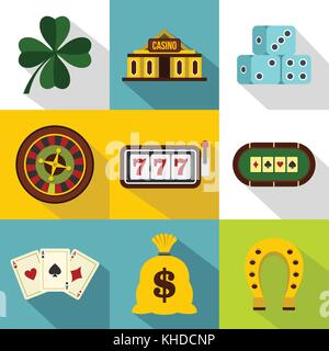 Glücksspiel Symbole, flacher Stil Stock Vektor