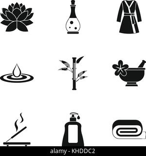 Entspannung Symbole gesetzt, einfachen Stil Stock Vektor
