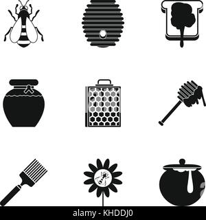 Honig Symbole gesetzt, einfachen Stil Stock Vektor