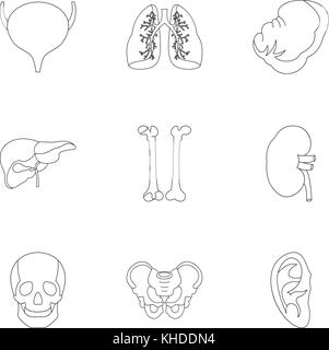 Stellen Symbole gesetzt, outline Style Stock Vektor