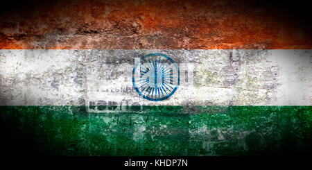 Grungy Flagge von Indien auf Stein Textur Hintergrund Stockfoto