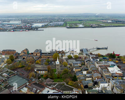 St. Georges Kirche Luftaufnahme, Gravesend, Kent, Großbritannien Stockfoto