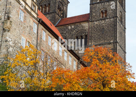 Quedlinburger Schloss Im Herbst Stockfoto