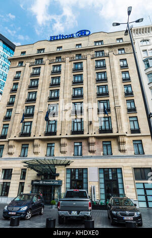 Brüssel, Belgien - 27 August 2017: Fassade des Hilton Hotels in Brüssel, Belgien Stockfoto