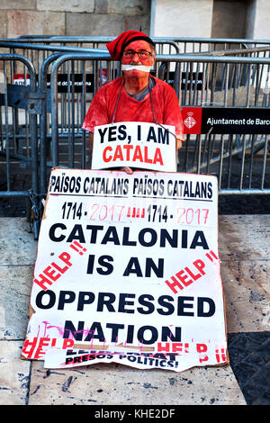 Katalanisch Demonstrant, Barcelona, Spanien. Stockfoto