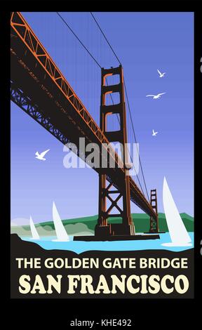 Die Golden Gate Bridge, San Francisco - Vector Illustration Stock Vektor