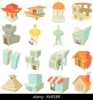Andere Architektur Symbole, Cartoon Stil Stock Vektor