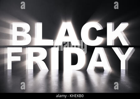 3D Rendering Black Friday Sale Inscription Design-Vorlage. Black Friday Banner. Text in der Pinnwand. Stockfoto