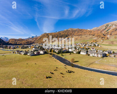 Engadin, kleinen Dorf in der Nähe von Sankt Moritz Celerina Stockfoto