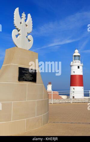 Sikorski Memorial & Europa Point Lighthouse, Gibraltar, Großbritannien, Europa Stockfoto