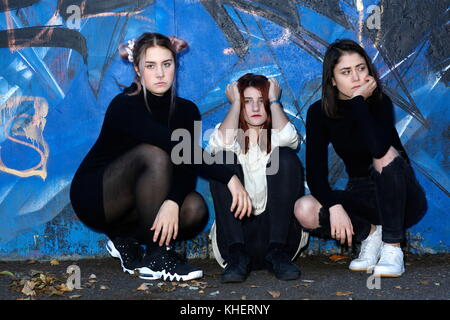 Drei wütend teenegers, Rebellen, Stockfoto