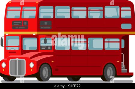 Londoner Doppeldeckerbus mit rotem Oberdeck. England-Symbol. Illustration der Vektorabwicklung Stock Vektor