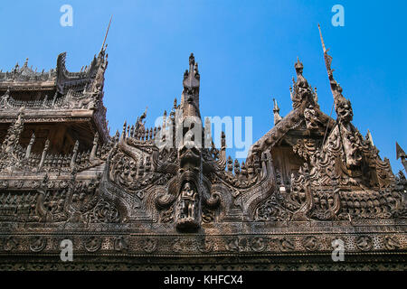 Shwenandaw kyaung Tempel oder Golden palace Kloster, Mandalay, Myanmar. (Birma) Stockfoto