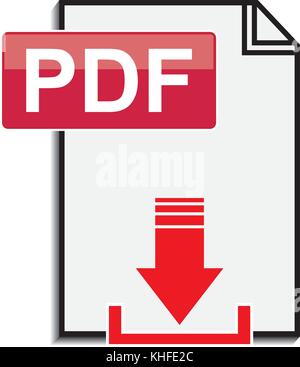 Pdf-Datei herunterladen Symbol auf weißem Hintergrund Stock Vektor