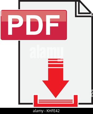 Pdf-Datei herunterladen Symbol auf weißem Hintergrund Stock Vektor