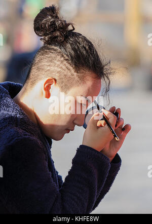 Zhangye, China - Oktober 15,2017: China macht sich auf der Straße am 15. Oktober in China. Stockfoto