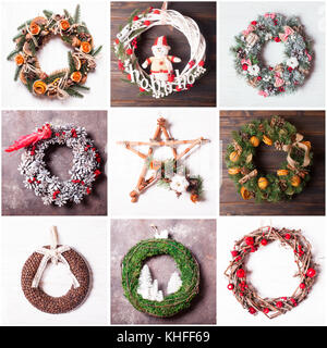 Weihnachten handgefertigte Kranz Stockfoto