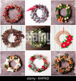Weihnachten handgefertigte Kranz Stockfoto