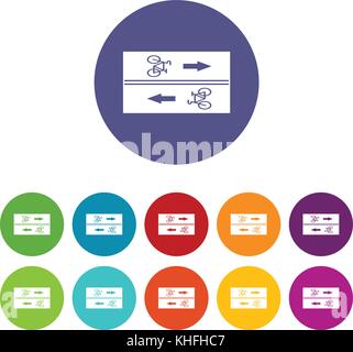 Straße für Radfahrer Symbole gesetzt Stock Vektor