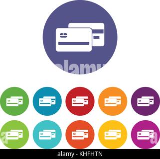 Kreditkarte set Symbole in verschiedenen Farben auf weißem Hintergrund Stock Vektor