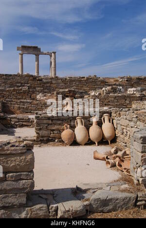 Die Ruinen der Insel Delos, Mykonos, Griechenland Stockfoto