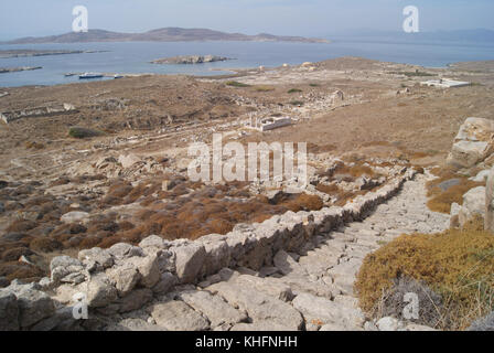 Die Ruinen der Insel Delos, Mykonos, Griechenland Stockfoto