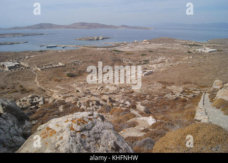 Die Ruinen der Insel Delos, Mykonos, Griechenland Stockfoto