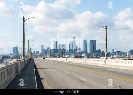 6Th Street Bridge in Los Angeles. Jetzt abgerissen das Sechste Straße Viadukt, auch bekannt als die Sixth Street Bridge in Los Angeles, ein Viadukt Brücke wurde Stockfoto